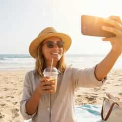 Beach Coffee Selfie
