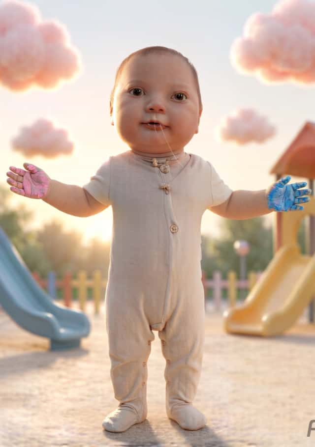 An adorable baby with expressive features, heartwarming moment captured in hi...