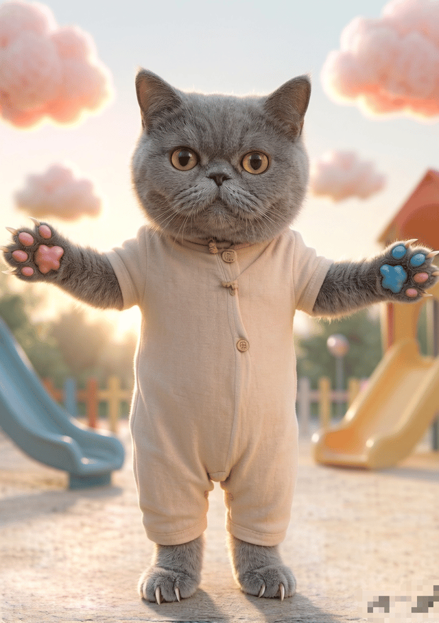 A playful orange cat character in a realistic environment, animated with smoo...